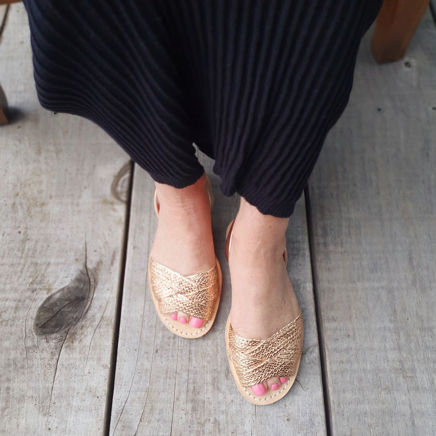 Rose gold sales peep toe flats