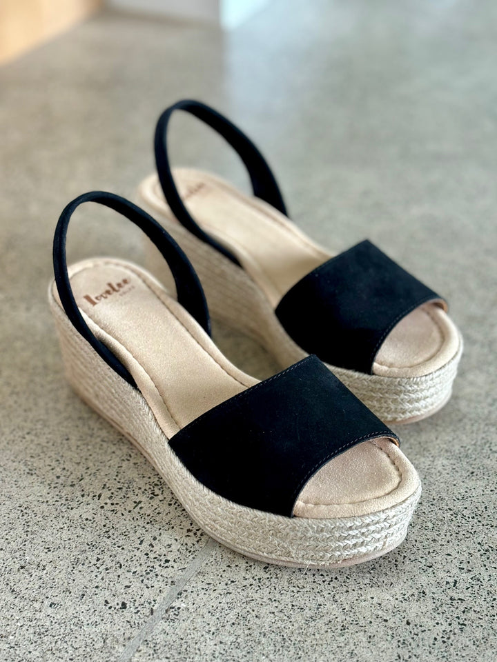 Black Midi Espadrille Wedge