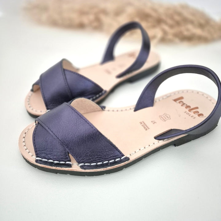 Metallic Blue Crossover Sandals Lovelee 