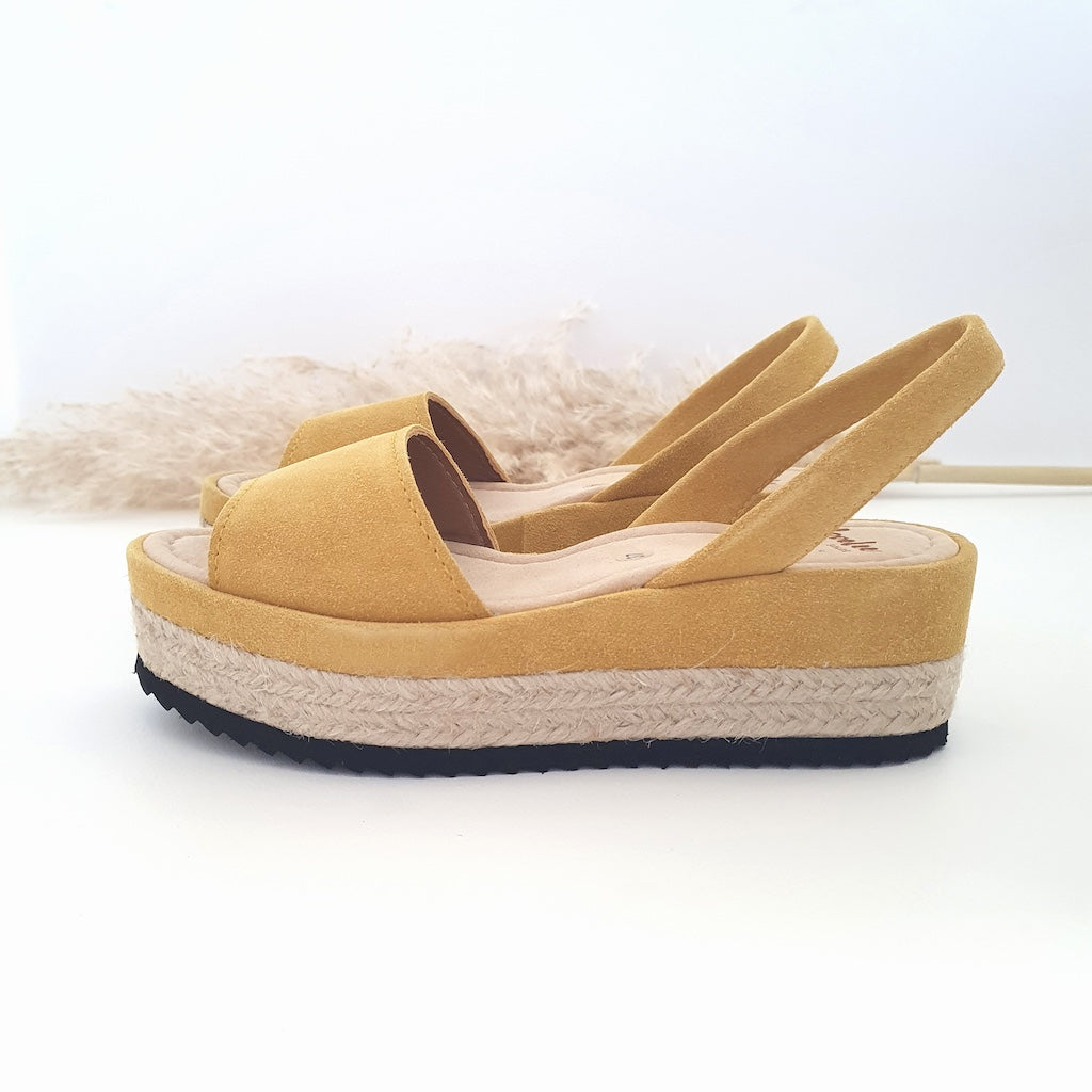 LOVELEE MILA PLATFORM WEDGE MUSTARD - LAST PAIR 41