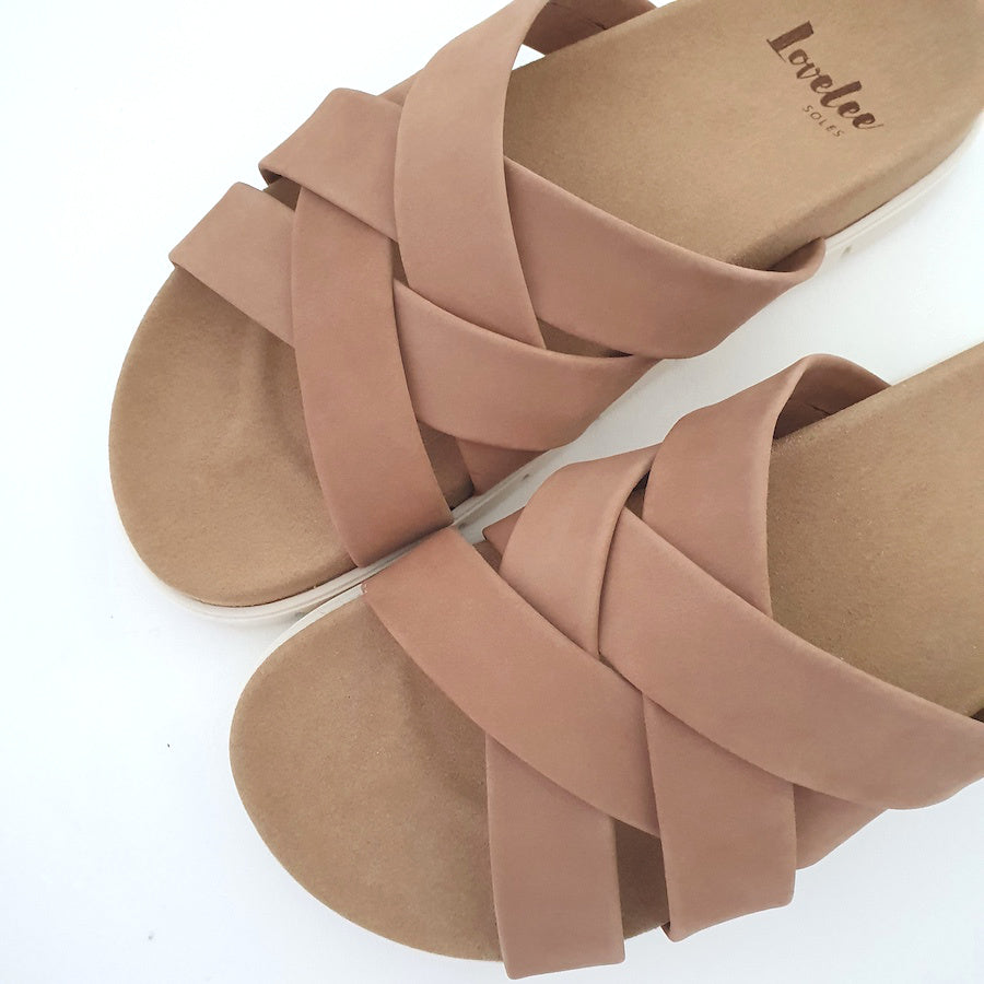 Slides Sandals Piper Tan | Lovelee Soles 