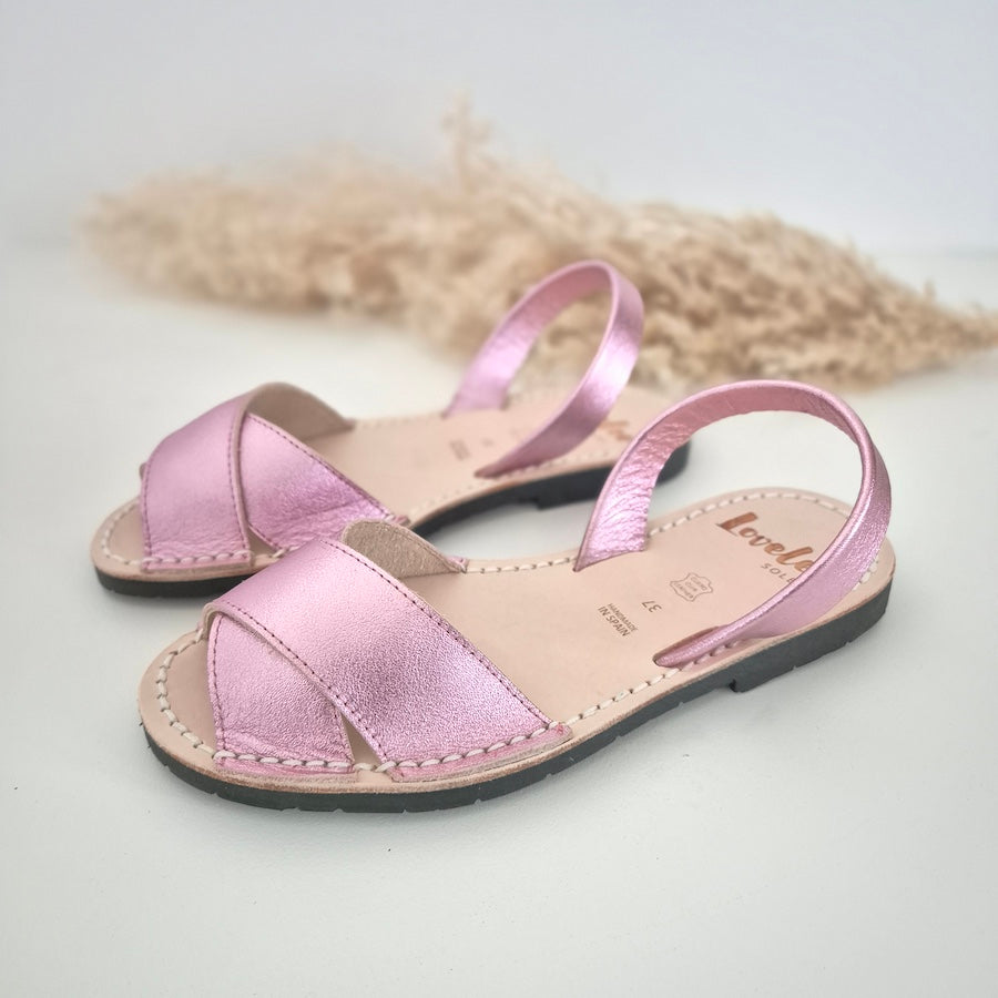 Sandals Pink Peep Toe Metallic