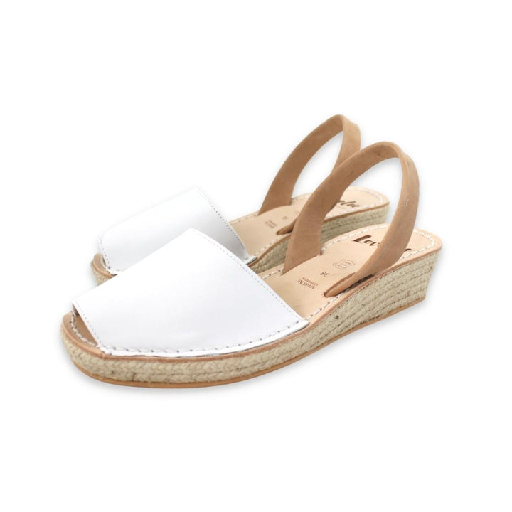 Lovelee Soles Espadrille Wedges White Tan