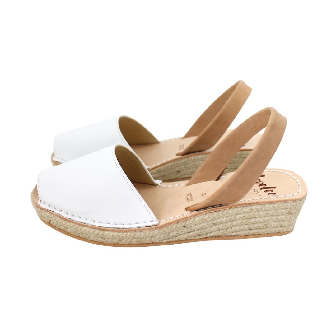 Lovelee Soles Espadrille Wedges White Tan